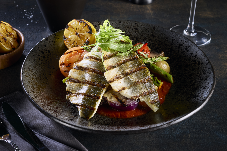 bar and block Chargrilled Sea Bass Fillet